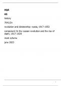 AQA as history 7041/2n revolution and dictatorship: Russia, 1917 –1953 component 2n the Russian r evolution and the rise of Stalin, 1917 –1929 mark scheme June 2023