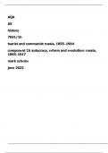 AQA as history 7041/1h tsarist and communist Russia, 1855 –1964 component 1h autocracy, reform and r evolution: Russia, 1855–1917 mark scheme June 2023