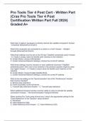 Pro Tools Tier 4 Post Cert - Written Part (Cras Pro Tools Tier 4 Post Certification Written Part Fall 2024) Graded A+