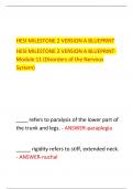 HESI MILESTONE 2 VERSION A BLUEPRINT  HESI MILESTONE 2 VERSION A BLUEPRINT-  Module 11 (Disorders of the Nervous  System) 