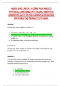 NURS 509 (APEA) HEENT ADVANCED  PHYSICAL ASSESSMENT EXAM, VERIFIED  ANSWERS AND EXPLANATIONS (WALDEN  UNIVERSITY) ALREADY PASSED.