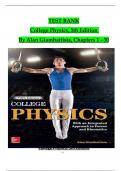 TEST BANK For College Physics, 5th Edition By Alan Giambattista, Verified Chapters 1 - 30, Complete Newest Version