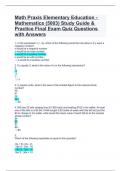 PRAXIS Elementary Education Multiple Subjects Mathmatics (5003) Practice Test Questions (forms 1 & 2)with correct Answers