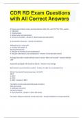 CDR RD Exam Questions with All Correct Answers