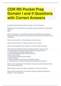 CDR RD Pocket Prep Domain I and II Questions with Correct Answers