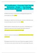 ACI Certification - Concrete Field Testing Technician - Grade 1 - Test Sample Written Exam Questions - CP-1(17) 100%  Correct