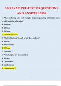 ABO EXAM PRE-TEST WITH 183 QUESTIONS AND ANSWERS 2024