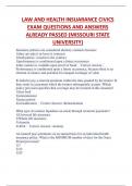 LAW AND HEALTH INSUARANCE EXAM QUESTIONS AND ANSWERS  ALREADY PASSED (MISSOURI STATE UNIVERSITY