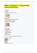 BIOD 151 Module 7 - Integumentary System (Summary).