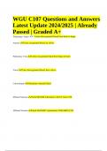 WGU C107 Anatomy And Physiology, Exam Questions and Answers Latest Update 2024/2025 | Already Passed | Graded A+.