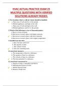 HVAC ACTUAL PRACTICE EXAM 25  MULTIPLE QUESTIONS WITH VERIFIED  SOLUTIONS ALREADY PASSED