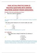 HVAC ACTUAL PRACTICE EXAM 25  MULTIPLE QUESTIONS WITH VERIFIED  SOLUTIONS ALREADY PASSED (2024/2025)