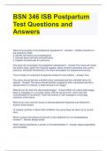 BSN 346 ISB Postpartum Test Questions and  Answers