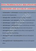 HOSA PHARMACOLOGY 2024 UPDATE 86 QUESTIONS AND ACCURATE ANSWERS