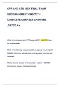 CPR AND AED ISSA FINAL EXAM  20232024 QUESTIONS WITH  COMPLETE CORRECT ANSWERS  .RATED A+