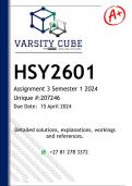 HSY2601 Assignment 1 (DETAILED ANSWERS) Semester 1 2024 - DISTINCTION GUARANTEED