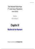 Résumé de Chapitre IV :  Machine de Von Neumann .... contient ( Architecture de Von Neumann - Cycle	d’exécution	d’une	instruction  )  _Informatique 1er année univ_