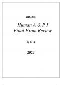 (SNHU online) BIO205 HUMAN A & P I FINAL EXAM REVIEW Q & A 2024.