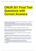 CNUR 301 Final Test Questions with Correct Answers