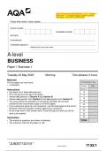 2023 AQA A-level BUSINESS 7132/1 Paper 1 Business 1 Question Paper & Mark scheme (Merged) June 2023 [VERIFIED]