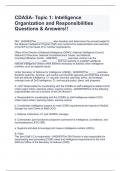 CDASA- Topic 1: Intelligence Organization and Responsibilities Questions & Answers!!