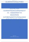 Exam (elaborations) LCP4805 Assignment 1 (DETAILED ANSWERS) Semester 1 2024 - DISTINCTION GUARANTEED •	Course •	AED3701 - Assessment in Education (LCP4805) •	Institution •	University Of South Africa (Unisa) •	Book •	Environmental Compliance and Enforcemen