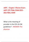 AAPC - Chapter 3 Review Exam-  AAPC CPC FINAL EXAM 2023 2024 REAL EXAM 