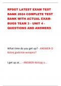 RPSGT LATEST EXAM TEST  BANK 2024 COMPLETE TEST  BANK WITH ACTUAL EXAM-  BUGS TEAM 3 - UNIT 4 -  QUESTIONS AND ANSWERS