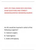 AAPC CPC FINAL EXAM 2023-2024 REAL  EXAM QUESTIONS AND CORRECT  ANSWERS(VERIFIED ANSWERS)|AGARDE 