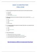 OSHA 10 CONSTRUCTION FINAL EXAM Answer Key latest 2024