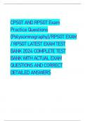 CPSGT AND RPSGT Exam  Practice Questions  (Polysomnography)/  RPSGT EXAM  / RPSGT LATEST EXAM TEST  BANK 2024 COMPLETE TEST  BANK WITH ACTUAL EXAM  QUESTIONS AND CORRECT  DETAILED ANSWERS 