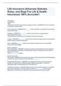 Life Insurance (Arkansas Statutes, Rules, and Regs For Life & Health Insurance) 100% Accurate!!  