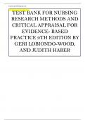 TEST BANK FOR NURSING RESEARCH METHODS AND CRITICAL APPRAISAL FOR EVIDENCE- BASED PRACTICE 9TH EDITION BY GERI LOBIONDO-WOOD, AND JUDITH HABER