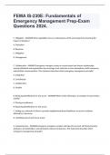 FEMA IS-230E: Fundamentals of Emergency Management Prep-Exam Questions Correctly Answered  2024.