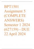 BPT1501 Assignment 5 (COMPLETE ANSWERS) Semester 1 2024 (627159) - DUE 22 April 2024