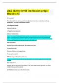 ASASE (Entry level technician prep) - Brakes A5  A5 Question 1  The brake pedal is low and spongy; all brake adjustments have been completed according to specifications. The cause of the problem could be:  A) Binding pedal linkage.  B)Dented brake line.  