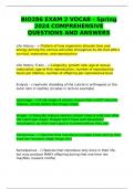 BIO286 EXAM 2 VOCAB - Spring 2024 COMPREHENSIVE QUESTIONS AND ANSWERS