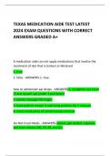 TEXAS MEDICATION AIDE TEST LATEST 2024 EXAM QUESTIONS WITH CORRECT ANSWERS GRADED A+