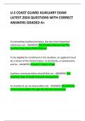 U.S COAST GUARD AUXILIARY EXAM LATEST 2024 QUESTIONS WITH CORRECT ANSWERS GRADED A+