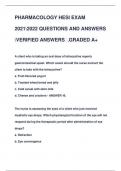 PHARMACOLOGY HESI EXAM  20212022 QUESTIONS AND ANSWERS  VERIFIED ANSWERS .GRADED A+