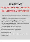 OHIO NOTARY EXAM 70+ QUESTIONS AND ANSWERS UPDATED AND VERIFIED 2024