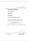 MAT2611 ASSIGNMENT 2 FULL SOLUTIONS 2024 UNISA MEMORANDUM