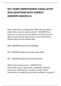 NYC HOME IMPROVEMENT EXAM LATEST 2024 QUESTIONS WITH CORRECT ANSWERS GRADED A+