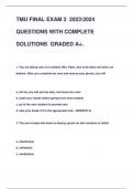 TMU FINAL EXAM 3 20232024  QUESTIONS WITH COMPLETE  SOLUTIONS GRADED A+.