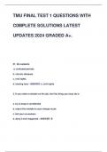 TMU FINAL TEST 1 QUESTIONS WITH  C0MPLETE SOLUTIONS LATEST  UPDATES 2024 GRADED A+.