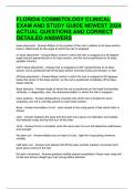 FLORIDA COSMETOLOGY CLINICAL EXAM AND STUDY GUIDE NEWEST 2024 ACTUAL QUESTIONS AND CORRECT DETAILED ANSWERS 