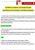 Certified Lactation Counselor Exam Questions and Answers (2024 / 2025) (Verified Answers)