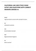 CALIFORNIA LAW AND ETHICS EXAM LATEST 2024 QUESTIONS WITH CORRECT ANSWERS GRADED A+