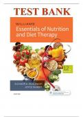 TEST BANK FOR WILLIAMS' ESSENTIALS OF NUTRITION AND DIET THERAPY, 12TH EDITION BY ELEANOR SCHLENKER AND JOYCE ANN GILBERT ISBN 9780323529716 CHAPTER 1-25 | COMPLETE GUIDE A+