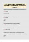 C11 Practice Exam | Questions & 100%  Correct Answers (Verified) | Latest Update  | Grade A+